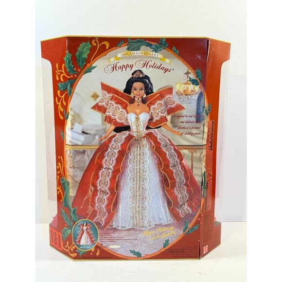 Vintage 1997 Christmas Barbie Happy Holidays Red Lace Dress Unopened NEW - Picture 4 of 8